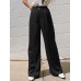 Solid Pocket Straight Leg Pants For Women