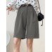 Solid Loose Pocket Wide Leg Casual Women Shorts