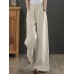 Women Solid Drawstring Waist Pocket Wide Leg Pants