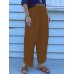 Women Zipper Pleated Commute Button Side Pocket Solid Casual Pants