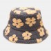 Unisex Floral Pattern Autumn Winter Outdoor Lambswool Warmth Sunshade Bucket Hat