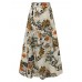 Women 100  Cotton Plant Floral Print High Waist Bohemia Maxi Skirts