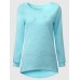 Women Winter Casual Pure Color Long Sleeve Crew Neck Tops Sweaters