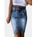 Casual Women High Waist Split Hem Denim Skirts