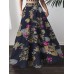 Women 100  Cotton Plant Floral Print High Waist Bohemia Maxi Skirts