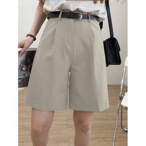 Solid Loose Pocket Wide Leg Casual Women Shorts