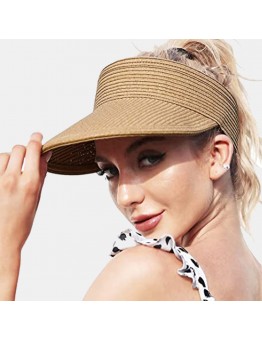 Women Straw Solid Color Empty Top Outdoor Sunscreen Breathable Casual Straw Hat Baseball Cap