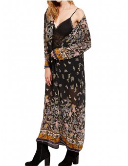 Retro Women Clothing Long Kimono Butterfly Print Cardigan